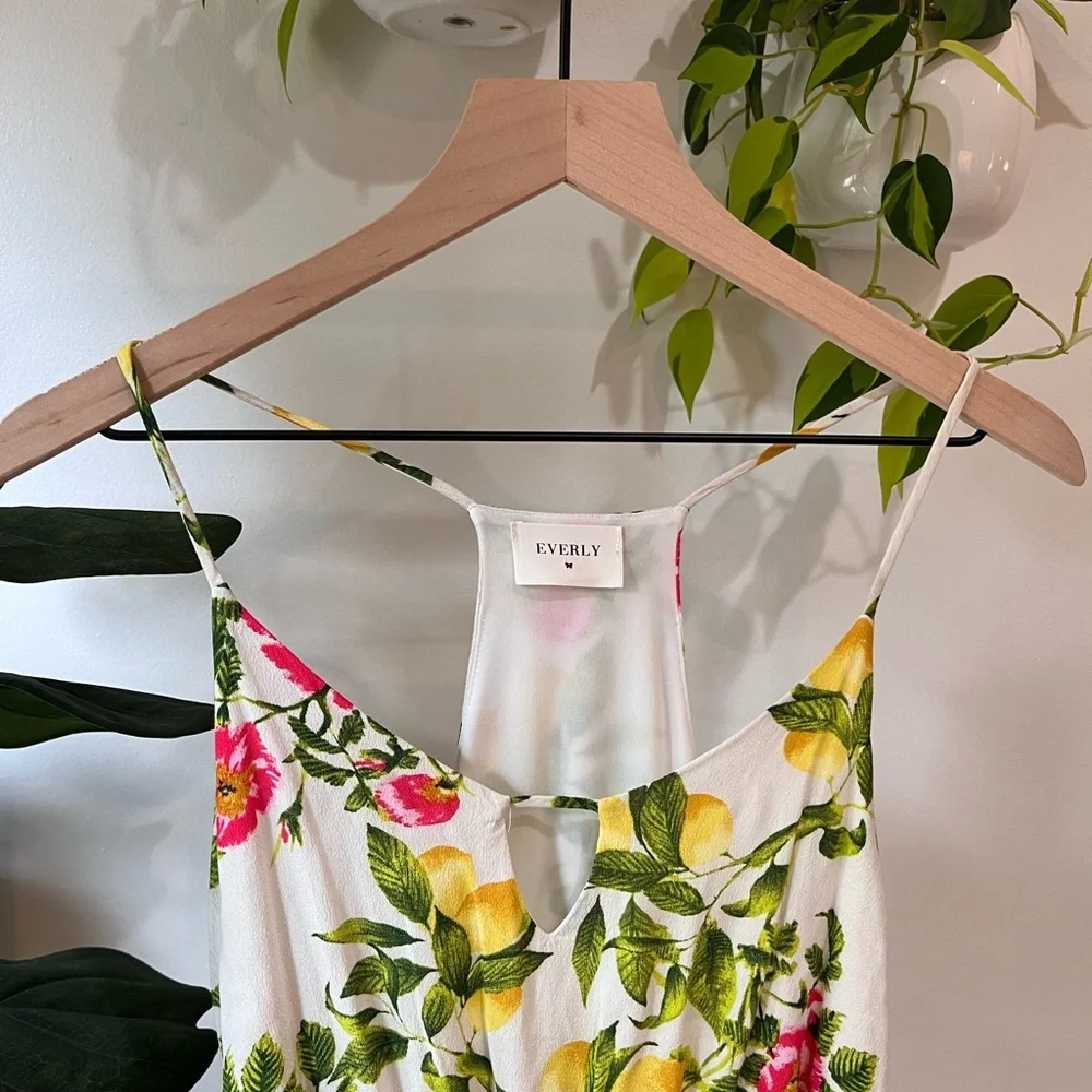 Everly Lemon Floral Spaghetti Strap Maxi Dress Size S Summer Garden Party - Picture 4 of 7